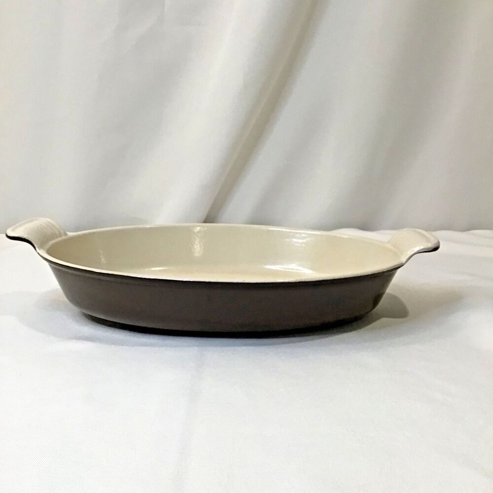 Le Creuset Brown Enameled #28 Cast Iron Au Gratin Oval Baking Dish